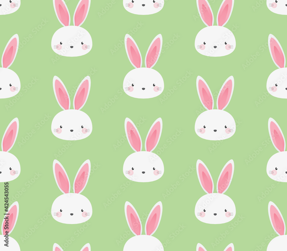 Cute Bunny Pattern, Easter Bunny Pattern, Bunny Background, Happy Easter Background, Rabbit Pattern, April Holiday, Cute Animal Pattern, Wild Animal Icon, Vector Background