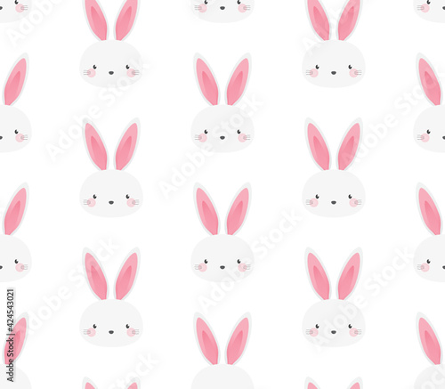 Cute Bunny Pattern  Easter Bunny Pattern  Bunny Background  Happy Easter Background  Rabbit Pattern  April Holiday  Cute Animal Pattern  Wild Animal Icon  Vector Background