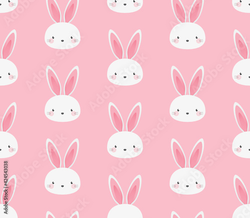 Cute Bunny Pattern  Easter Bunny Pattern  Bunny Background  Happy Easter Background  Rabbit Pattern  April Holiday  Cute Animal Pattern  Wild Animal Icon  Vector Background