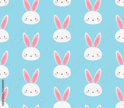 Cute Bunny Pattern  Easter Bunny Pattern  Bunny Background  Happy Easter Background  Rabbit Pattern  April Holiday  Cute Animal Pattern  Wild Animal Icon  Vector Background