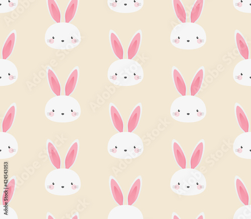 Cute Bunny Pattern, Easter Bunny Pattern, Bunny Background, Happy Easter Background, Rabbit Pattern, April Holiday, Cute Animal Pattern, Wild Animal Icon, Vector Background