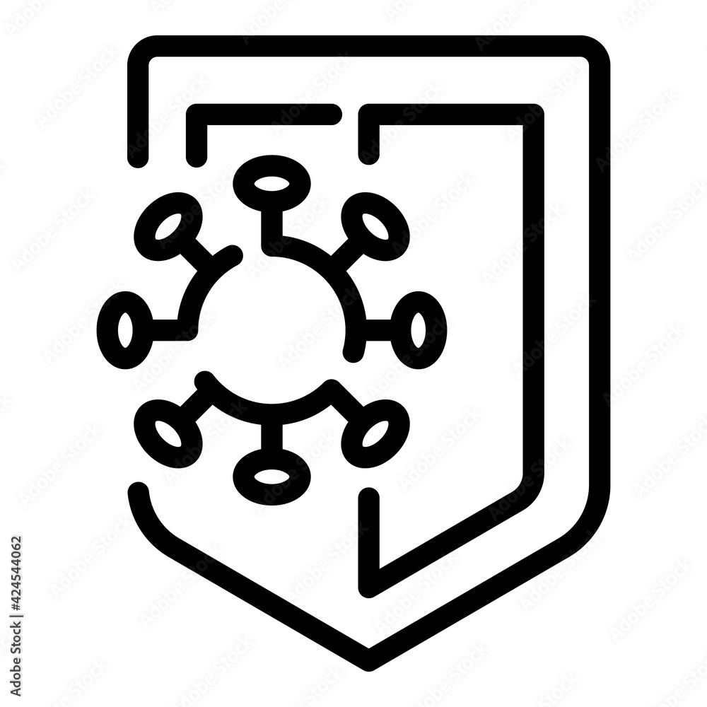 Shield immune icon. Outline shield immune vector icon for web design isolated on white background Shield immune icon. Outline shield immune vector icon for web design isolated on white background