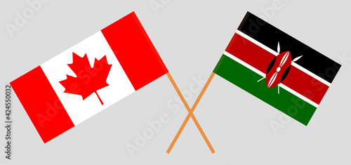 Crossed flags of Canada and Kenya. Official colors. Correct proportion