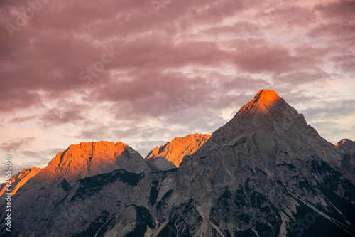 sunset over the mountains (Ehrwald, Tyrol, Austria)
