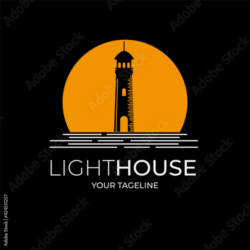 Simple Lighthouse Searchlight Beacon Beach Tower logo design inspiration