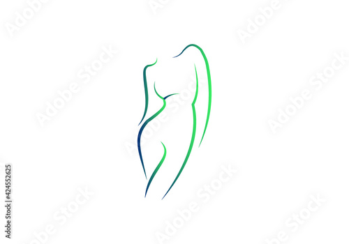 woman shape icon line illustration vector template.