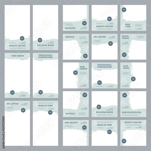 Health and beauty care social media post and story for spa template