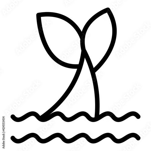 Orca tail icon. Outline Orca tail vector icon for web design isolated on white background