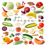 Nutrition concept for Vegan food. Healthy products. Assortment of healthy nutrition. Hand drawn illustration.