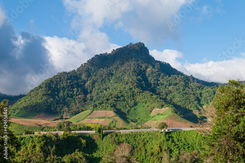 This image shows a view of Cerro Punta in the Chiriqui province of western Panama. This region is known for its fertile agricultural lands. photo