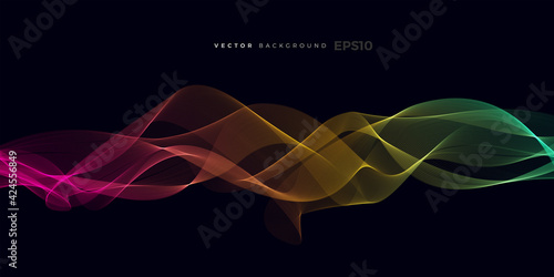 Wave vector element with abstract colorful shiny gradient lines for website, banner and brochure, Curve flow motion illustration, Smoke design, Vector lines, Modern background design.