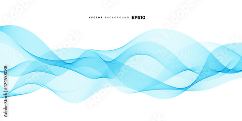 Wave vector element with abstract blue lines for website, banner and brochure, Curve flow motion illustration, Vector lines, Modern background design. 
