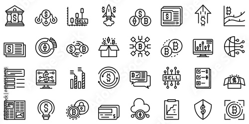Emerging market icons set. Outline set of emerging market vector icons for web design isolated on white background