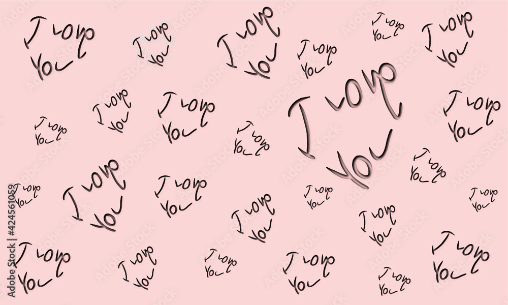 pattern background with the word I love you forming a heart in pink tones. pattern background with the word I love you forming a heart in pink tones.