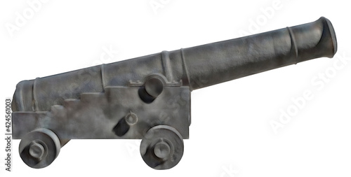 Old ship cannon on a white background Fototapet