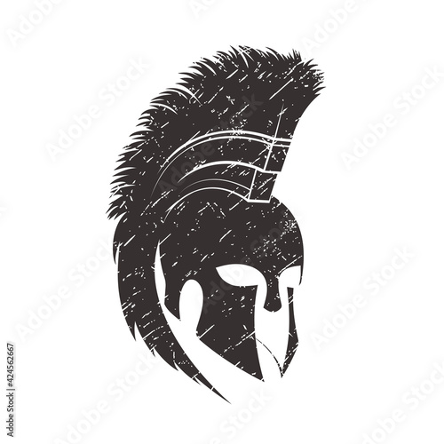 Canvastavla Spartan helmet vintage symbol in grunge style