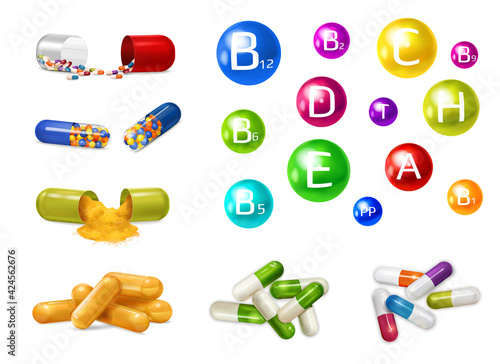 Vitamins Supplements Realistic Transparent