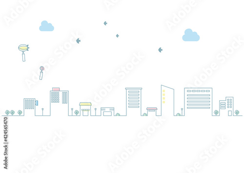 ビジネス街のイメージイラスト素材【線画】
