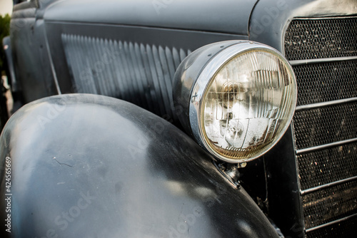 SEVASTOPOL - FEBRUAR 03: The radiator grille and emblem of Mercedes-Benz  (black) Exhibition of the Second World War, close-up, , Februar 03, 2015 Sevastopol, Russia