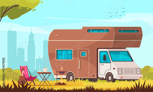 Camping Cartoon Composition