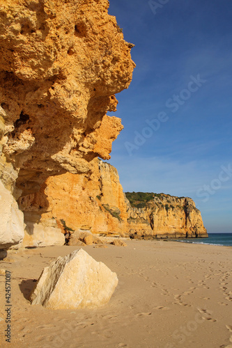 beautiful sandy cliff beach in Lagos, Algarve, Portugal