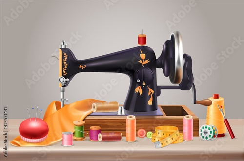 Sewing Machine Realistic Background