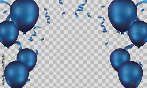 blue balloons, vector illustration. Celebration transparent background template photo