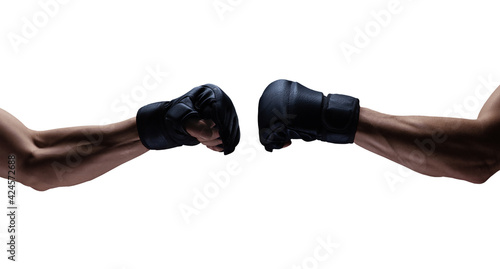 Mma fight, close up of two fists hitting each