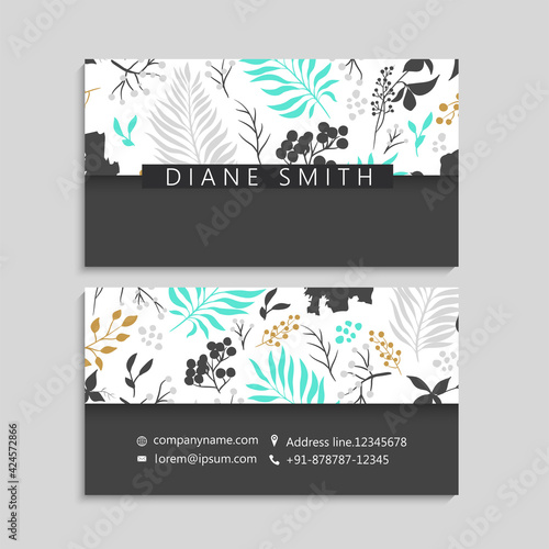 Cute Floral pattern Business card name card Design Template set