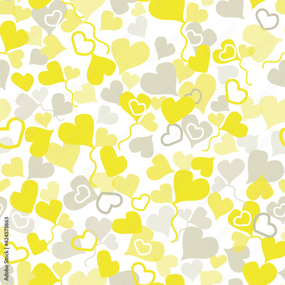 Vector playful grey and yellow hearts background pattern Vector playful grey and yellow hearts background pattern