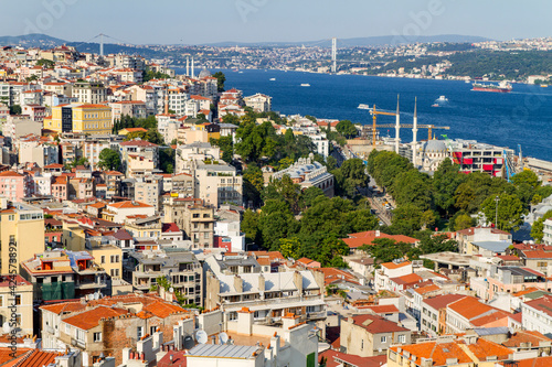 Panoramica, Panoramic, Vista o View de la ciudad de Estambul o Istanbul del pais de Turquia o Turkey desde la Torre o Tower Galata