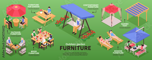 Garden Furniture Isometric Infographics
