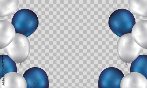blue balloons, vector illustration. Celebration transparent background template