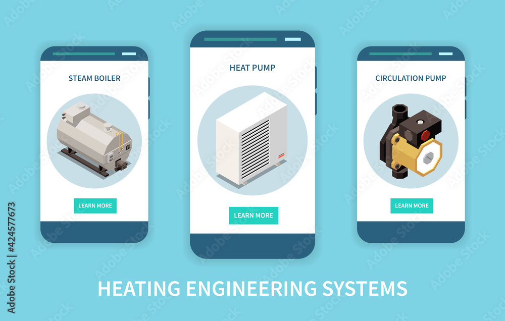 Heating System Banners Set Heating System Banners Set