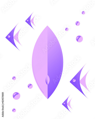 Abstract surfboard vector graphic design clipart with scalar fish © RozyRapture