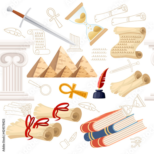 Seamless pattern History science courses online education concept or school lesson vector illustration on white background