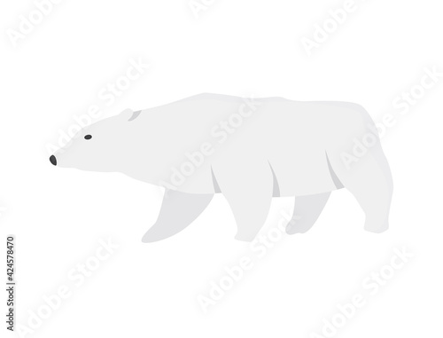 North pole arctic fauna. Polar bear vector illustration in flat style. Arctic animal icon. Winter zoo design element