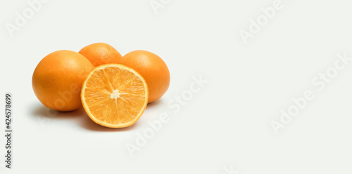  oranges fruits  Citrus sinensis  with copy space  