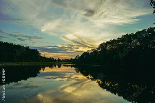 Fototapeta Naklejka Na Ścianę i Meble -  River. The river on the background of the sunset.