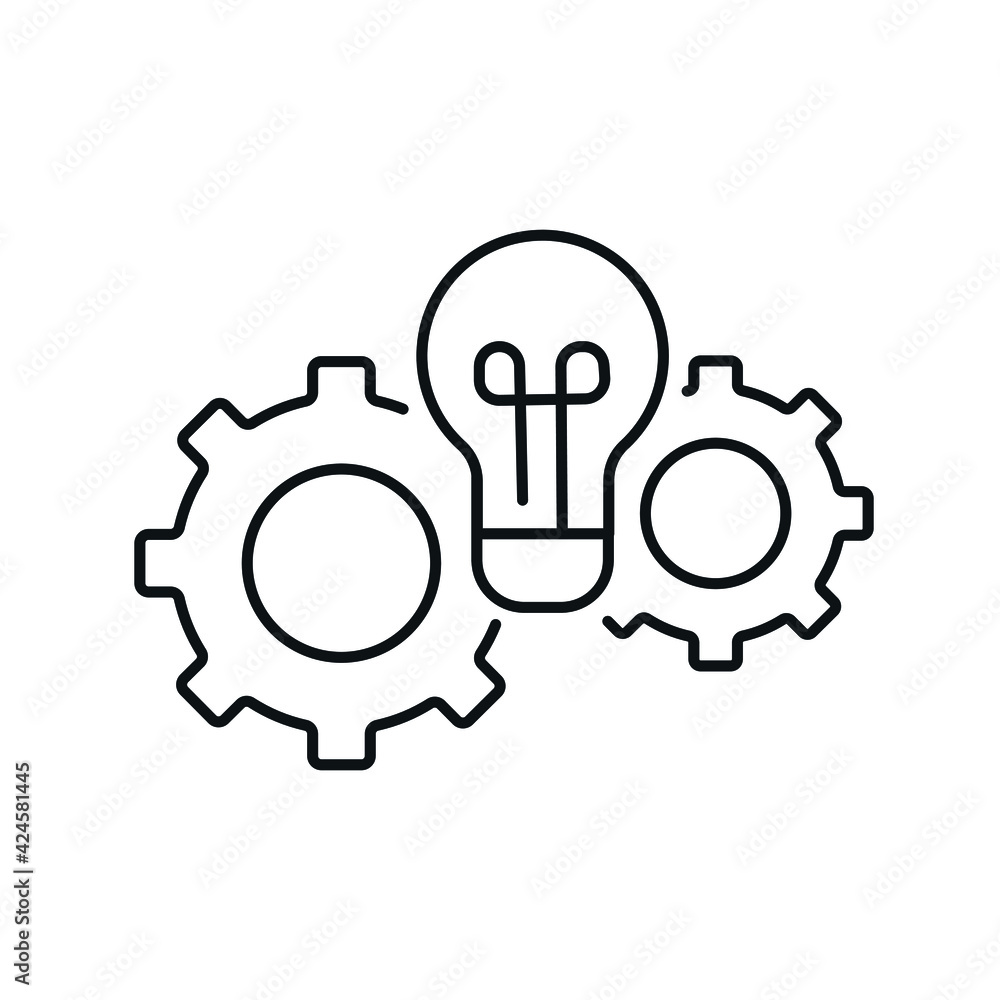 Idea linear icon. Light bulb with gears. Digital Marketing. Thin line customizable illustration. Contour symbol. Vector isolated outline drawing. Editable stroke Idea linear icon. Light bulb with gears. Digital Marketing. Thin line customizable illustration. Contour symbol. Vector isolated outline drawing. Editable stroke