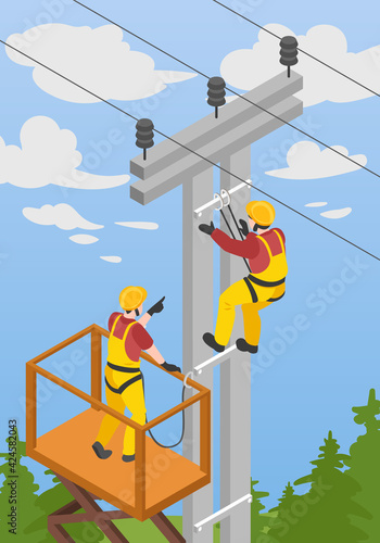 Electrician Isometric Background