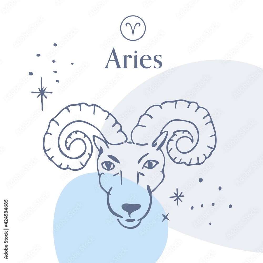 Aries Horoscope Vector Illustration Collage