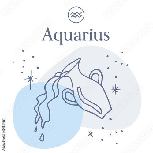 Aquarius Horoscope Vector Illustration Collage