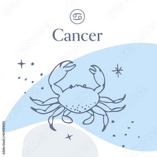 Cancer Horoscope Vector Illustration Collage