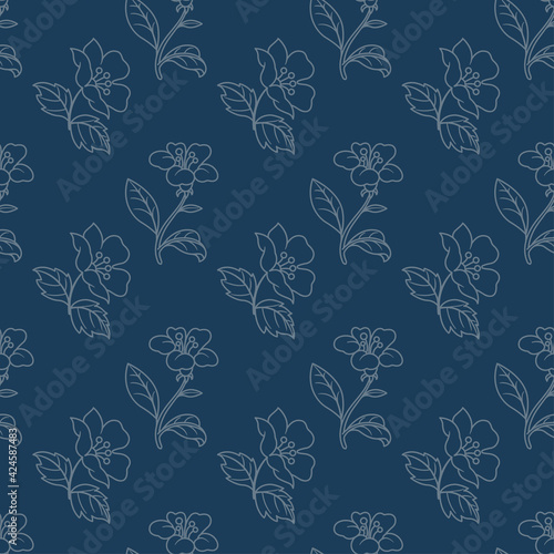 Hand drawn flowers seamless pattern. Floral endless texture. Abstract drawing flowers background. Part of set.
