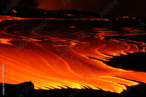 Coulées de lave du volcan Kilauea à Hawaii