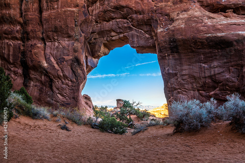 The famous Pine Tree Arch in the Arches National Park, Utah