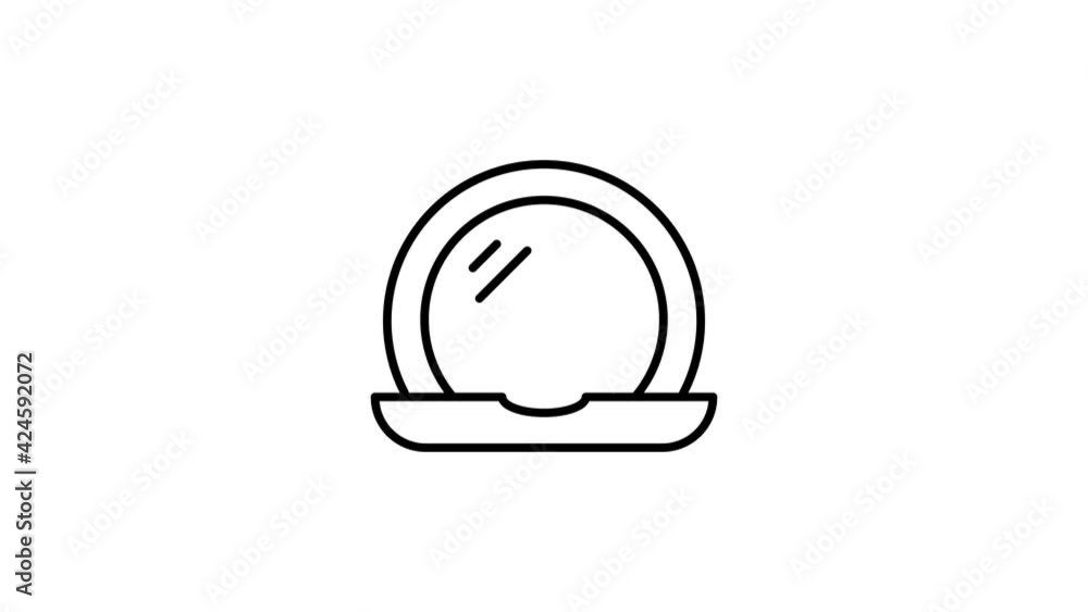 Black line Round makeup mirror icon isolated on white background. 4K Video motion graphic animation.Alpha matte Black line Round makeup mirror icon isolated on white background. 4K Video motion graphic animation.Alpha matte