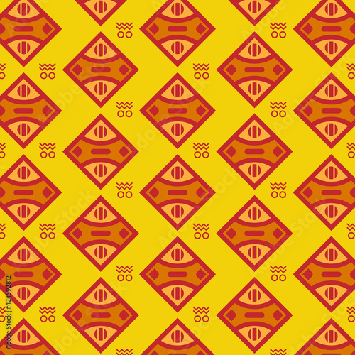 Pattern native american yellow and red ethnic indie concept vector abstract