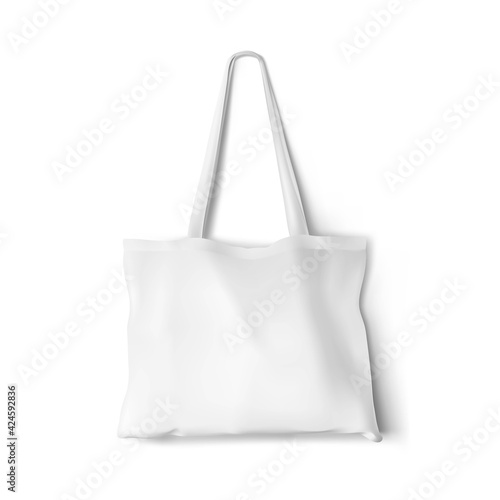 Textile tote bag for shopping mockup. Vector illustration isolated on white background. Can be use for your design. EPS10. 